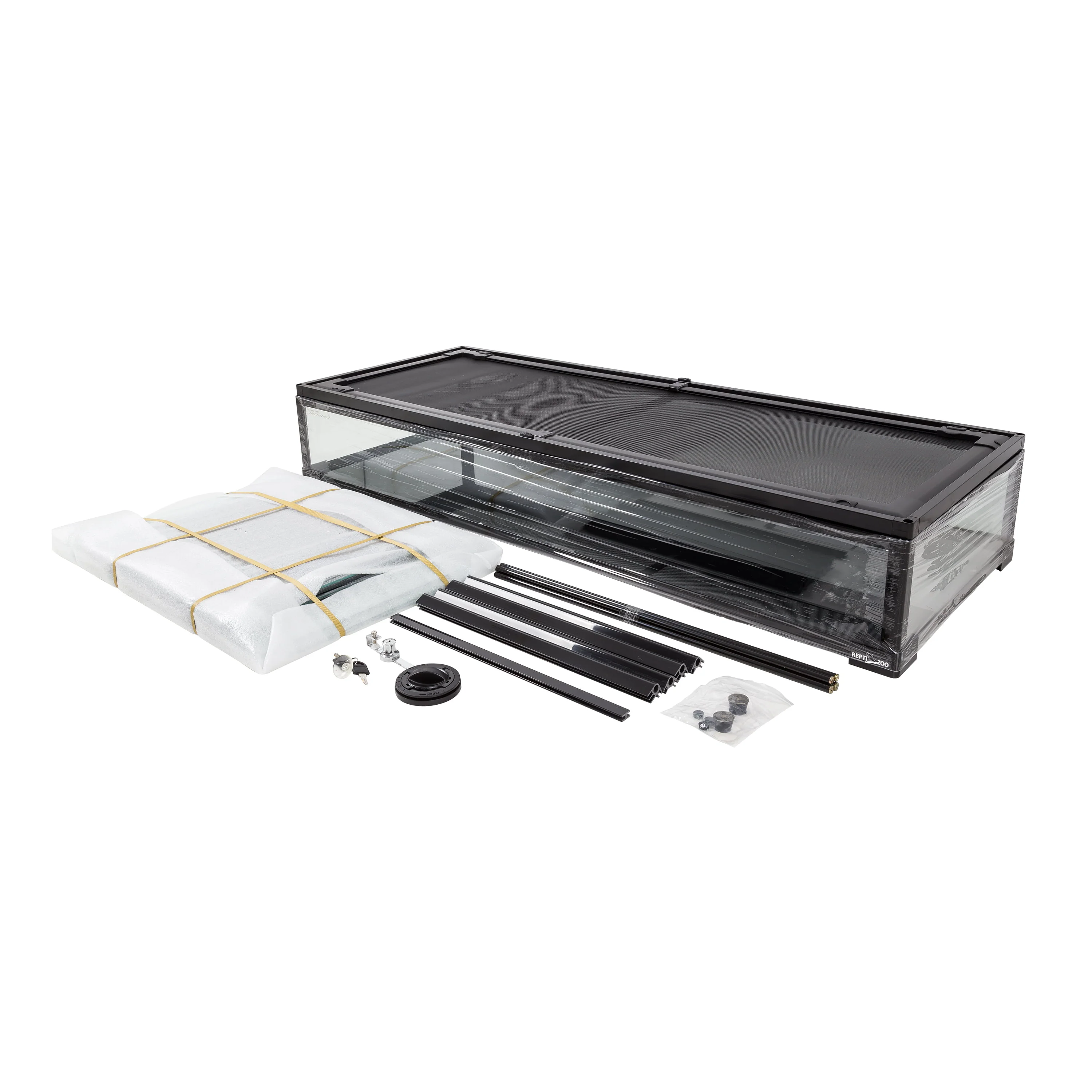 REPTI ZOO 90Gallon Reptile Large Terrarium Upgrade Glass Front Opening Tank Sliding Door with Screen Ventilation Reptile Terrarium About 48 x 18 x
