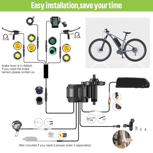 BAFANG BBS02B 36V/48V 500W Mid Drive Kit with Battery(Optional) 48V Ebike Motor with DIY LCD Display/Controller Electric Bikes Conversion kit for