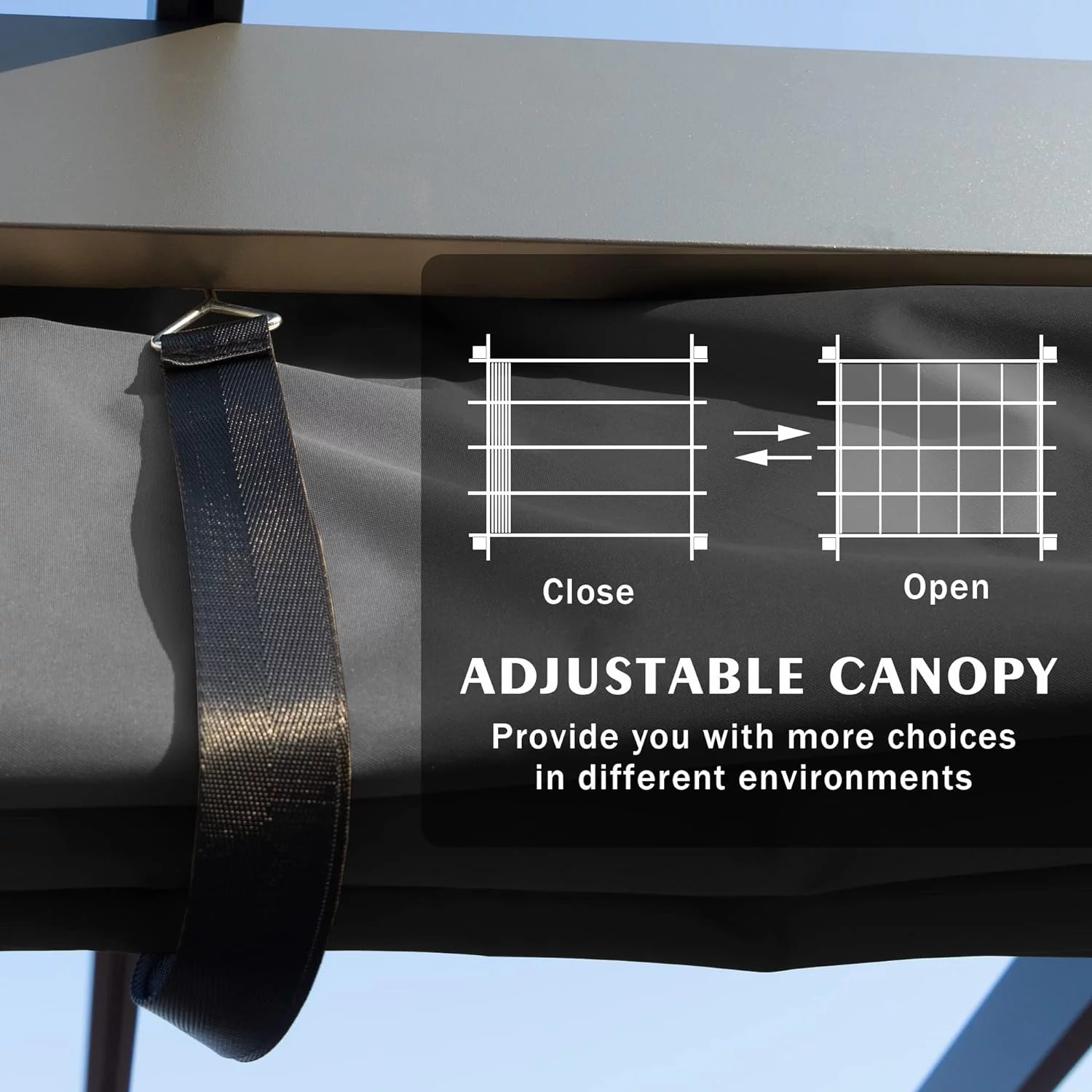 Kozyard Morgan Outdoor Extra-Large Gray Aluminum Frame Pergola with Sunshade Canopy (10' x 13', Gray)