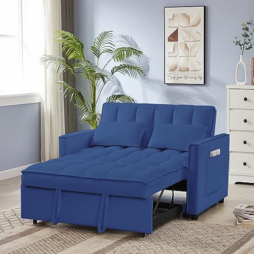 JINS&VICO 3 in 1 Sleeper Sofa Bed, Convertible Lounge Couch Bed with Side Pockets