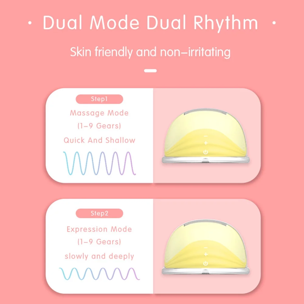Suzicca Invisible Wearable Breast Pump Portable Hands Free Electric Breast Pump 2 Modes 9 Suction Low Noise with 24mm Silicone Flange 180ml Storage