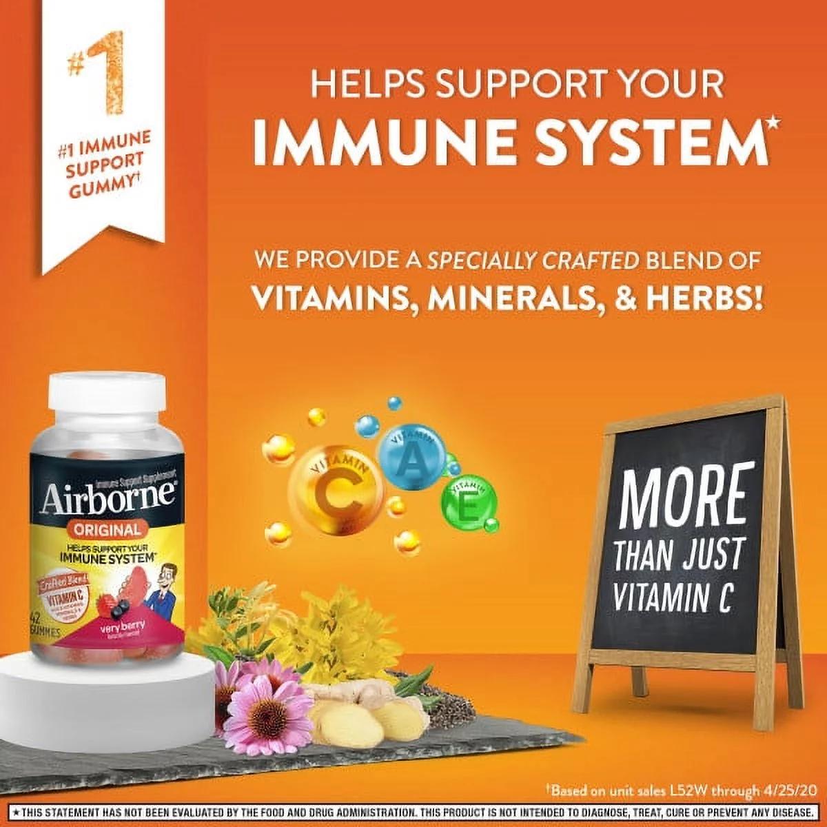 Airborne Mixed Berry Flavored Gummies - 1000mg of Vitamin C and Minerals & Herbs Immune Support, 42 count