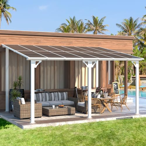 AECOJOY 10&rsquo; x 10&rsquo; Gazebo, Wall Mounted Gazebos Pergola on Clearance, Outdoor Patio Lean to Gazebo Awnings for Deck, Porch