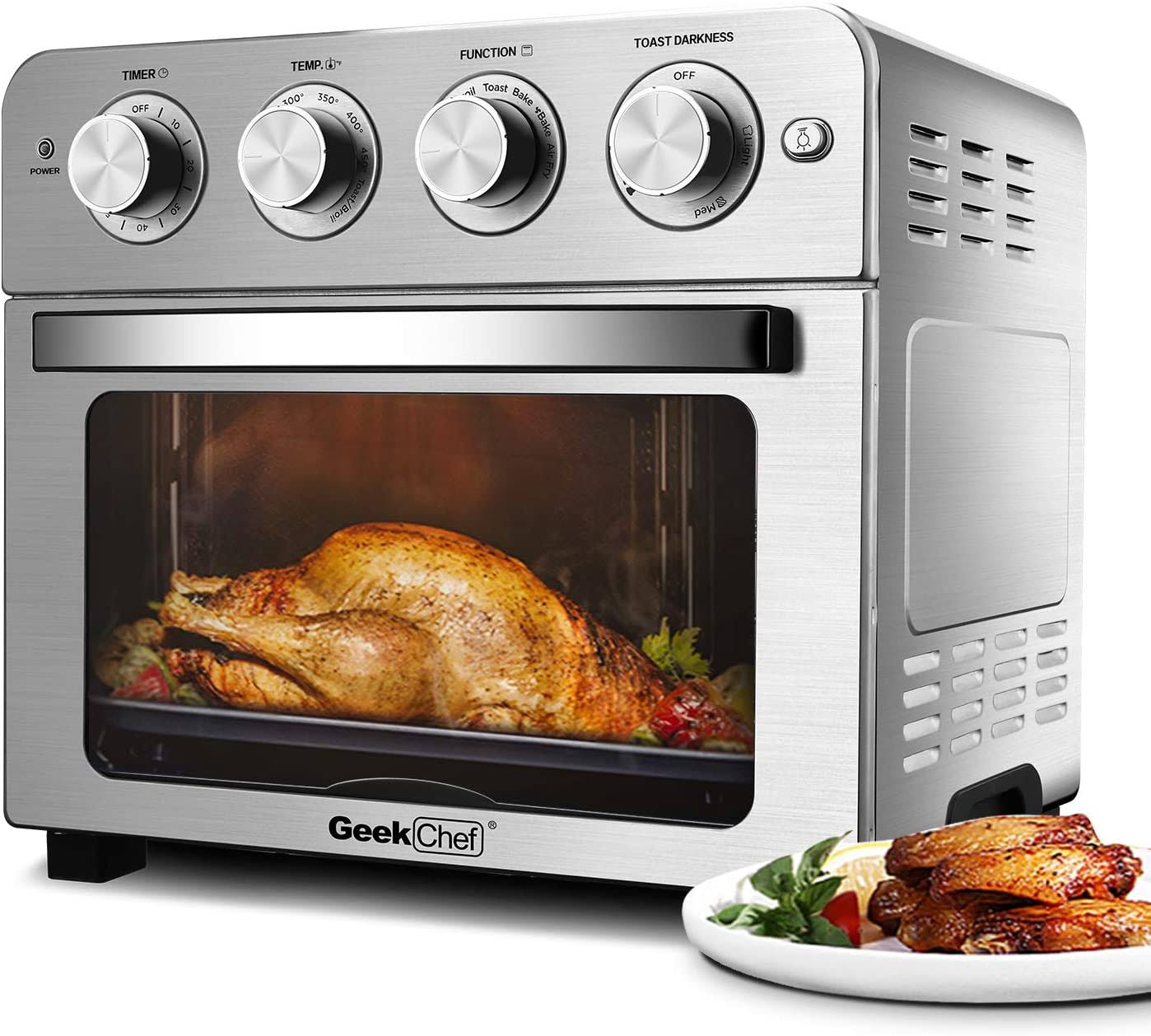 Geek Chef Air Fryer Toaster Oven, 6 Slice 24qt Convection Airfryer Countertop Oven, Roast, Bake, Broil, Reheat, Fry Oil-Free, Co