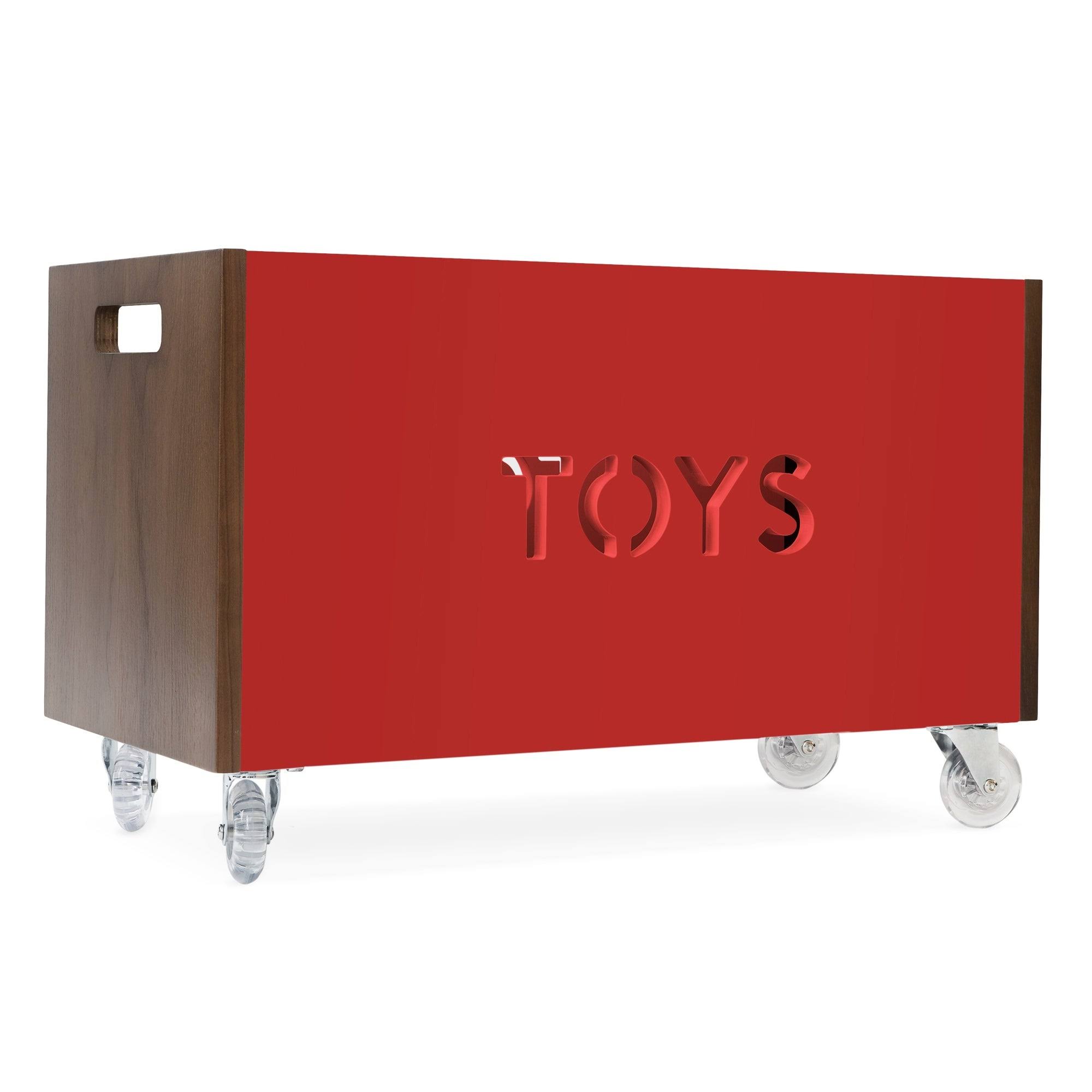 Toy Box Chest on Casters, Walnut / Pacific Blue