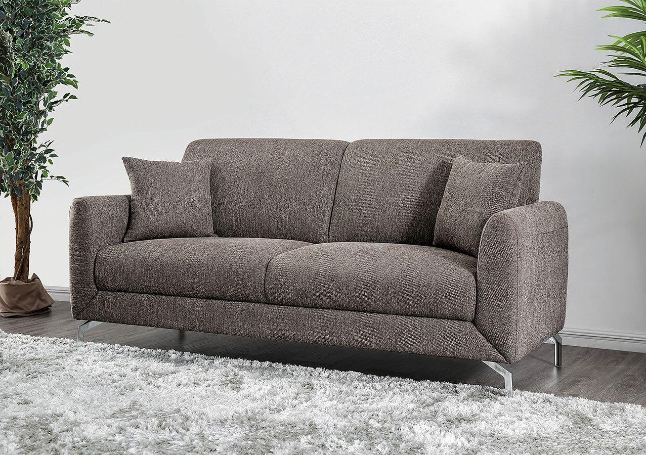 Transitional Brown Linen-like Fabric Living Room Set 3pcs FOA Lauritz