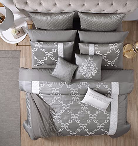 Riverbrook Home 100% Polyester Comforter Set, Queen, Hillcrest - Ivory/Gold, 9 Piece Set