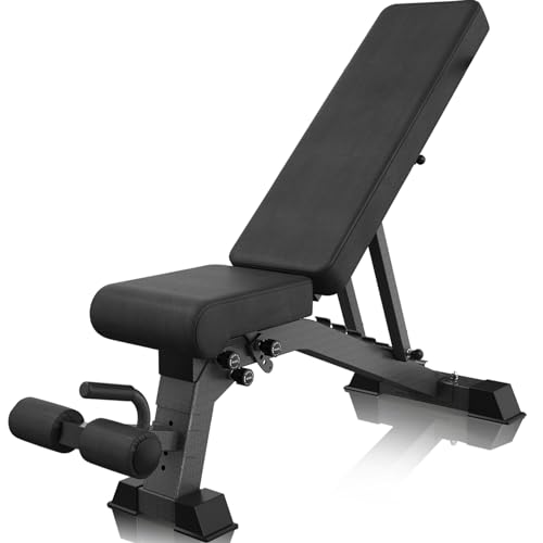 Foldable Weight Bench - Adjustable Bench for Full Body Workout, Fully Upright Backrest Design, Multi-Purpose Incline Decline Bench