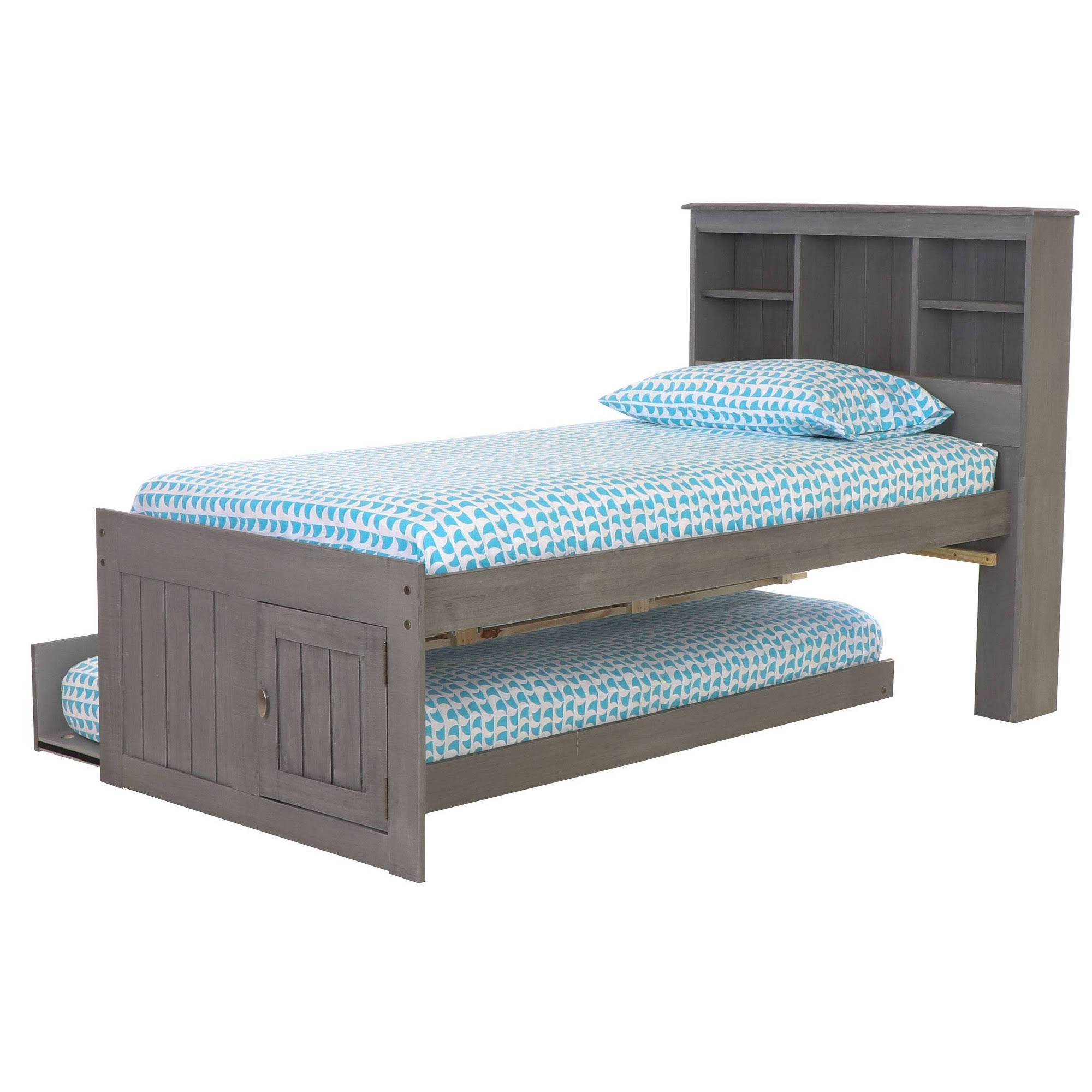 Discovery World Furniture Charcoal Twin Bookcase Bed with 3 Drawers and Trundle