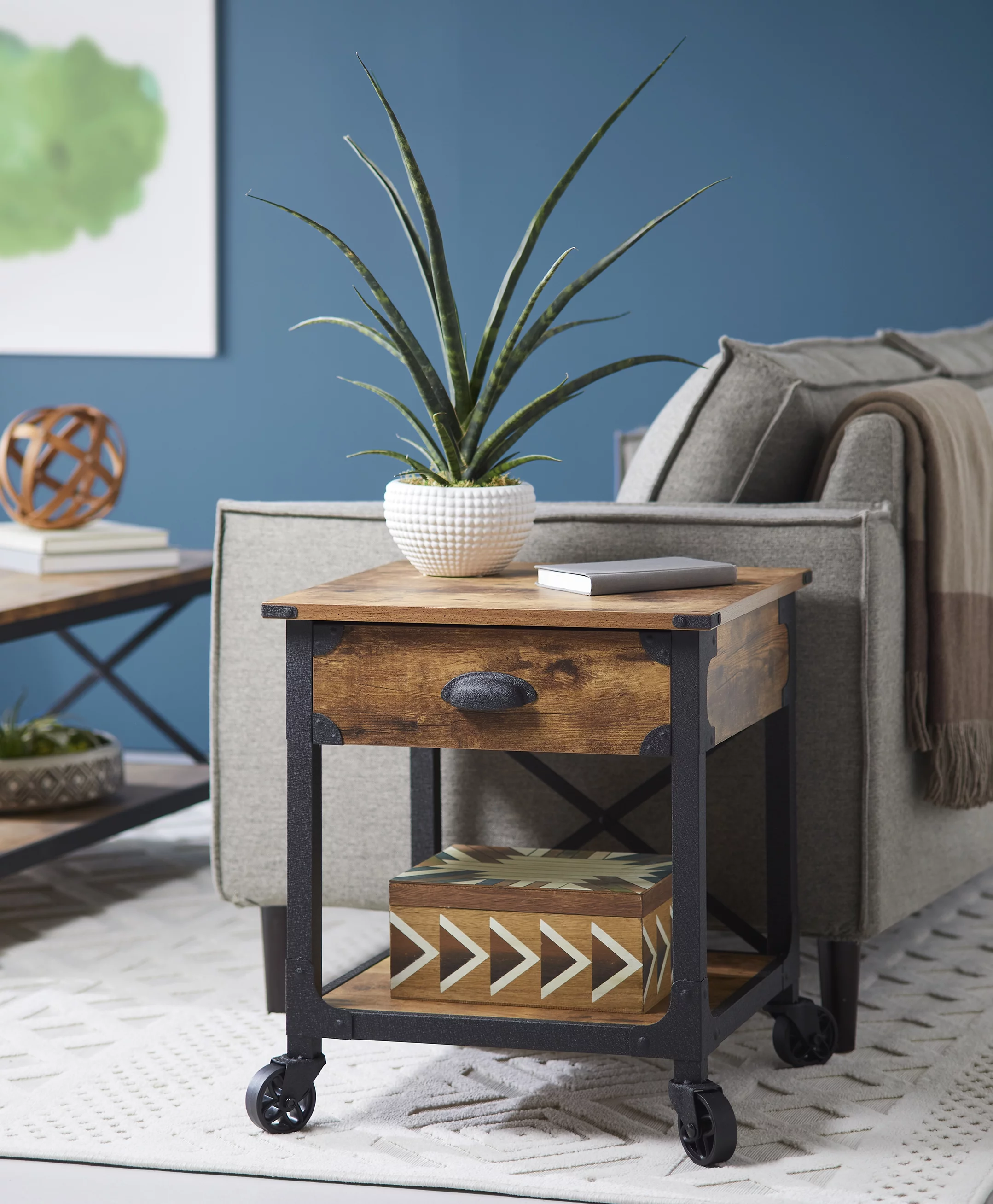 Better Homes & Gardens Rustic Country End Table, Weathered Pine Finish