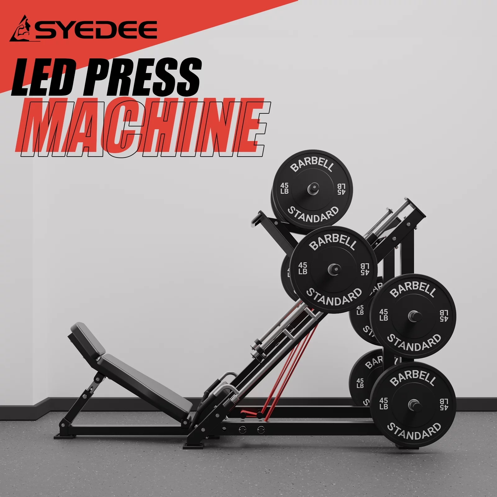 syedee Leg Press Machine with Calf Block, 1500LBS Weight Capacity Adjustable Leg Machine with Resistance Band Pegs and Plate Storages