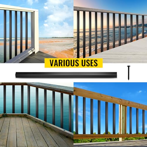 VEVOR Balusters 26 Inch-101 Pack Staircase with Screws Square Aluminum Railing, for Outdoor Stair Deck Porch, Black