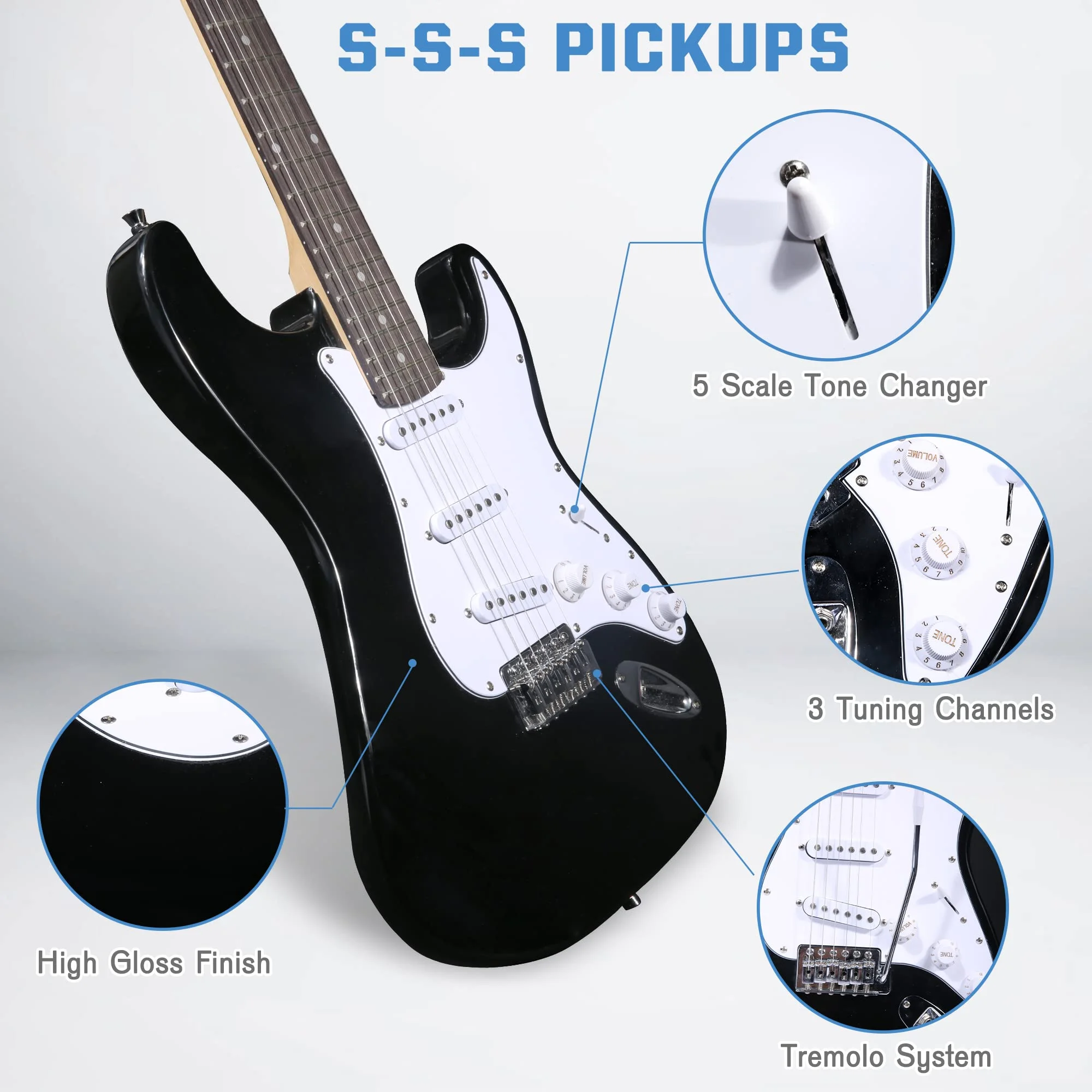 KARMAS PRODUCT 39 Inch Electric Guitar Starter Kit for Teenager and Aldult, Full-size Beginner Guitar with 10W Amplifier, Carrier Bag, Tuner, Strings