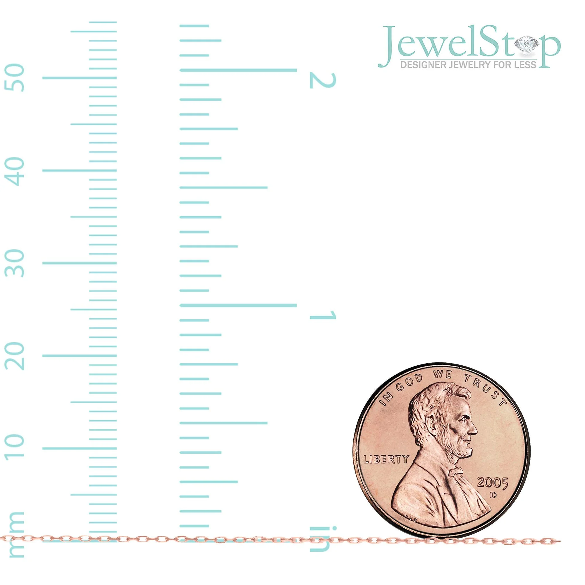 14k Solid Rose Gold 0.7 mm Round Cable Chain Necklace, Lobster Claw Clasp-16 Inches, 1.3gr.