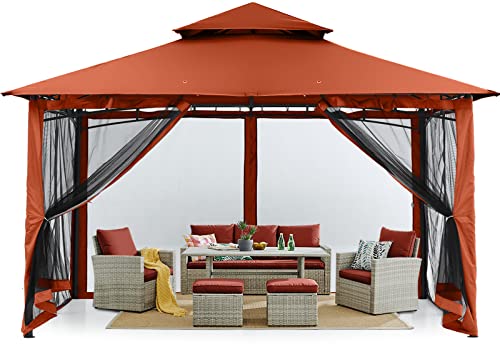 MASTERCANOPY Outdoor Garden Gazebo for Patios with Stable Steel Frame and Netting Walls (11x11,Dark Gray)