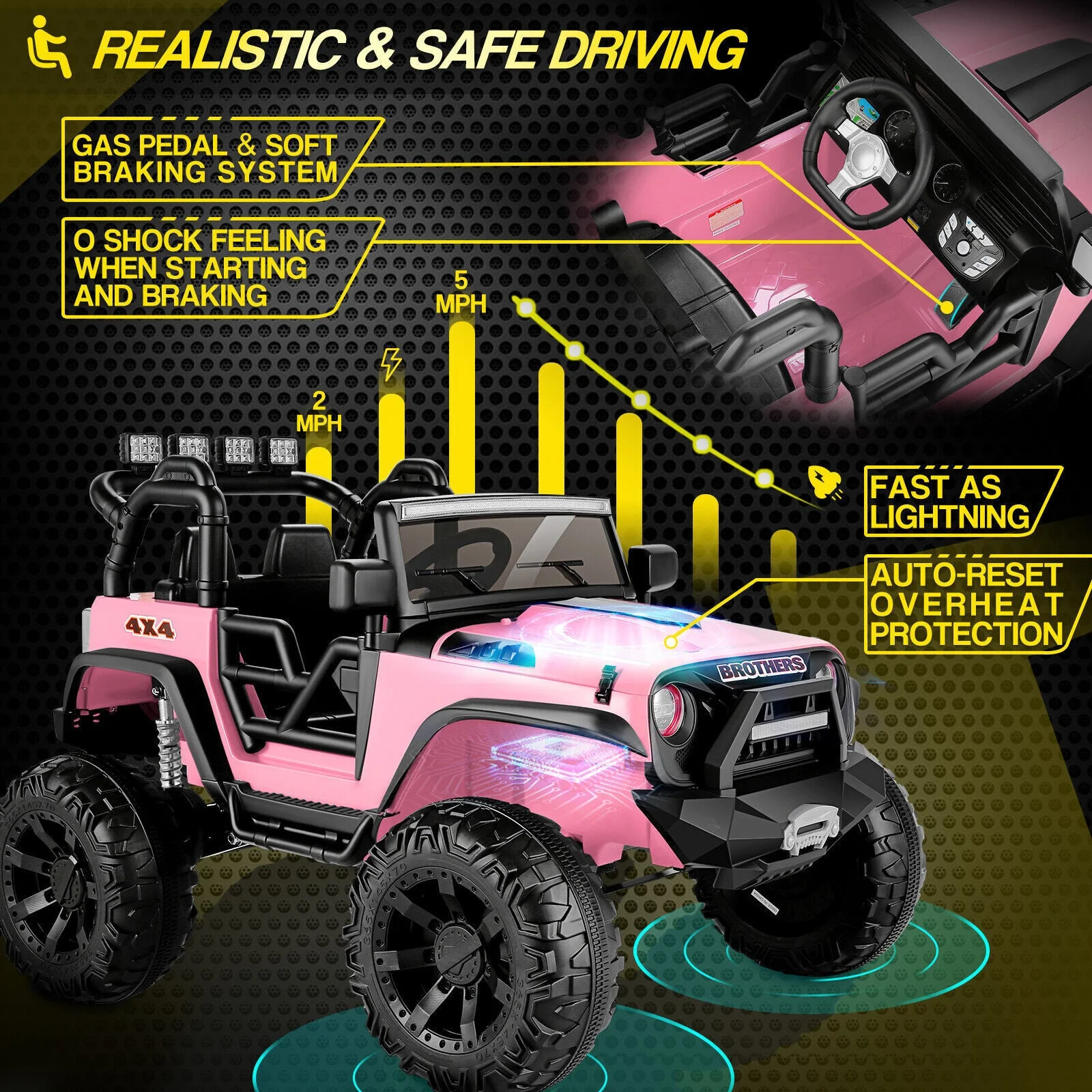 2-Seater 24V Electric Ride-On Truck with Bluetooth and Remote Control - 400W Power - Curated Treasures Market