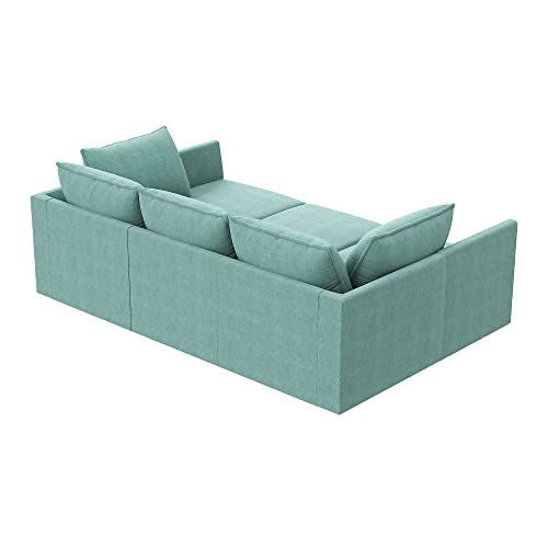 HONBAY Modular Sofa Sectional Sleeper Couch with Ottomans Reversible Sleeper Sectional Sofa Modular Couch with Storage, Aqua Blue