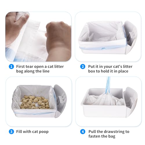 Self Cleaning Cat Litter Box, Automatic Cat Litter Box with APP Control Odor Removal Safety Protection for Multiple Cats, with Garbage Bags