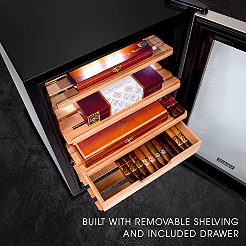 SCHMÉCKÉ 250 Cigar Cooler Humidor with 3 in 1 Precise Cooling, Heating & Humidity Control, Stainless Steel Trim Finish Cabinet