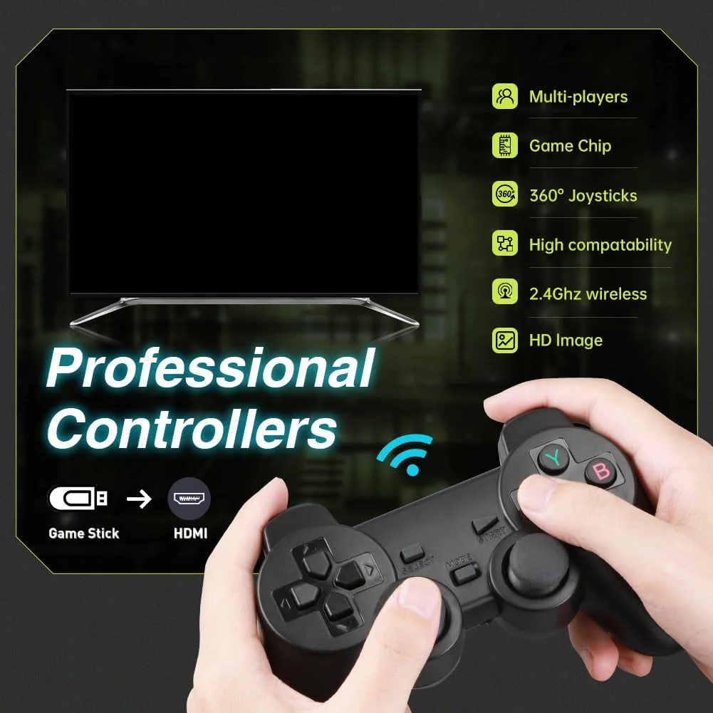 Retro Game Console, Plug and Play Video Game Stick, Nostalgia Stick Game, Wireless Retro Play Game Stick Built in 20000+ Games,4K HDMI Output
