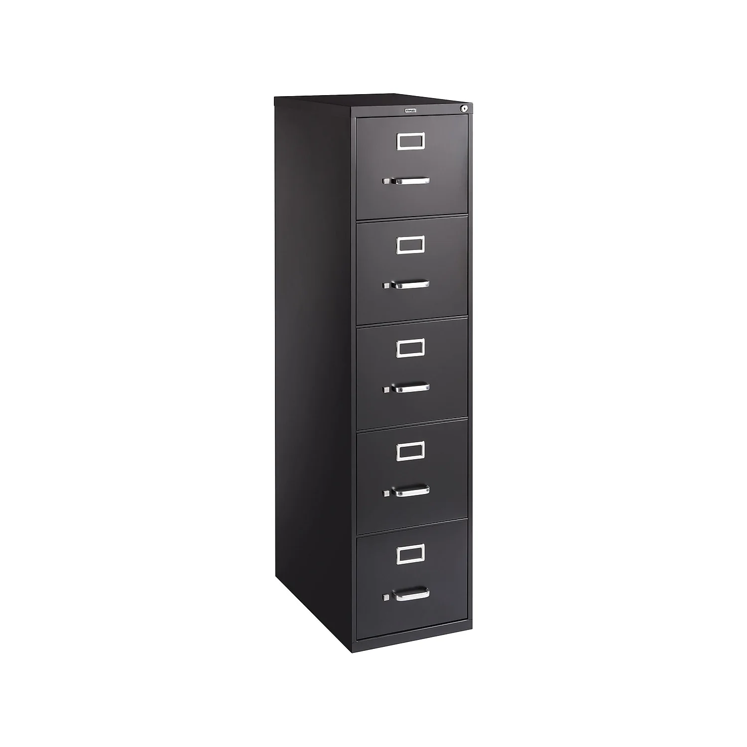 Staples Commercial 5 File Drawer Vertical File Cabinet Locking Black Letter 26.5"D (21917D)