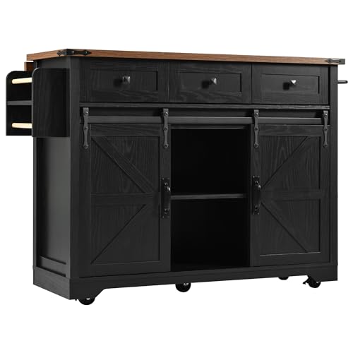 Kitchen Island Cart With Power Outlet, 2 Doors, Drop Leaf, Spice Rack, 2 Drawers - Rolling Storage Cart on Wheels for Home and Dining Room - White