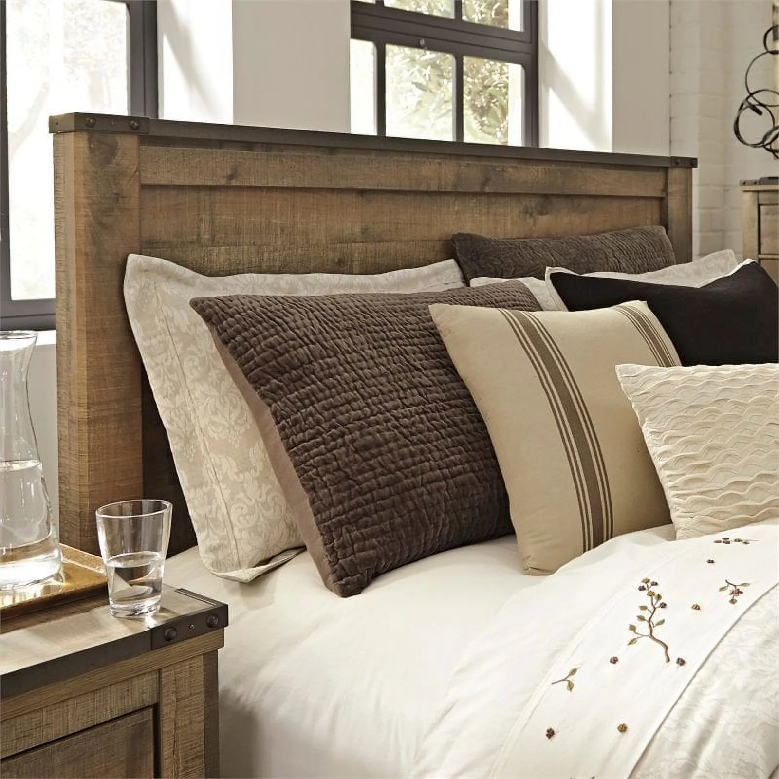 Bowery Hill Wood King California King Panel Headboard in Brown