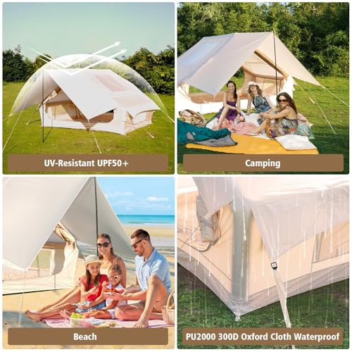 Inflatable Camping Tent with Pump, Upgraded Waterproof Windproof Glamping Blow Up Tent, Easy Setup 4 Season Air Cabin House with Mesh Windows & Door