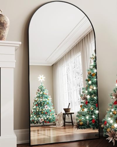 Full Length Mirror, 76"x34" Arched Floor Mirror Freestanding, Floor Standing Full Body Mirror with Stand for Bedroom