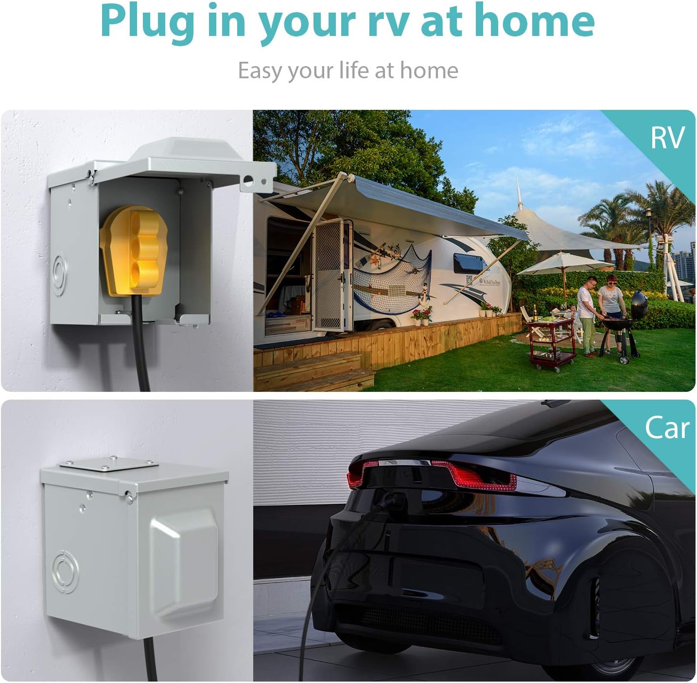 WEBANG 30 Amp RV Power Outlet Box,Enclosed Lockable Weatherproof Outdoor 125 Volt Electrical NEMA TT-30R 30amp RV Receptacle Panel