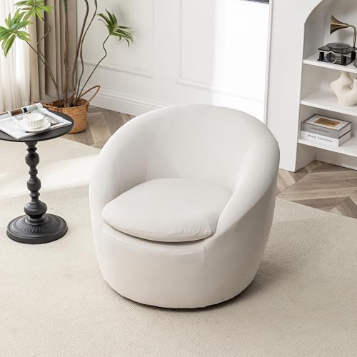 360 Swivel Accent Barrel Chair with Storage Ottoman & Headrest