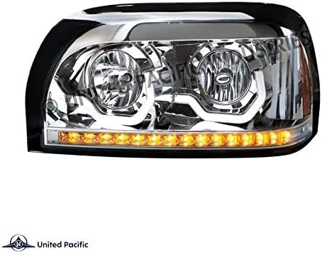 United Pacific 31203 Freightliner Century Chrome Projection Headlight W/LED Turn Signal & Light Bar -Driver