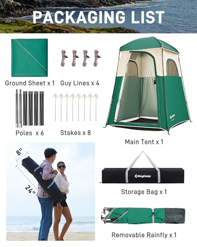 KingCamp Shower Tent, Portable Privacy Tent Outdoor Camping 1/2 Room Toilet Tents with Shower Bag & Dressing Room for Travel Beach Tailgate
