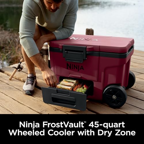 Ninja FrostVault 45qt Wheeled Cooler with Dry Zone, Integrated Fridge-Temp Dry Storage Drawer, Premium Heavy-Duty Insulated Cooler