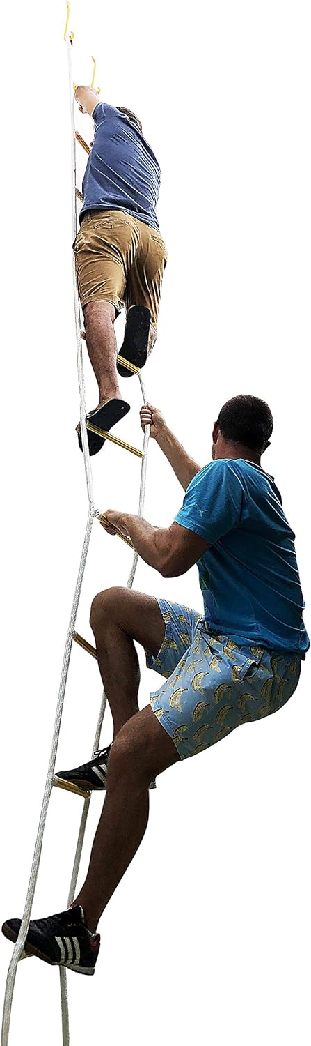 ISOP Fire Escape Ladder for Second Story Windows 13ft Weather Resistant Safety Rope Window Ladder Fire Escape 2 Story with Hooks (13ft with Hooks)