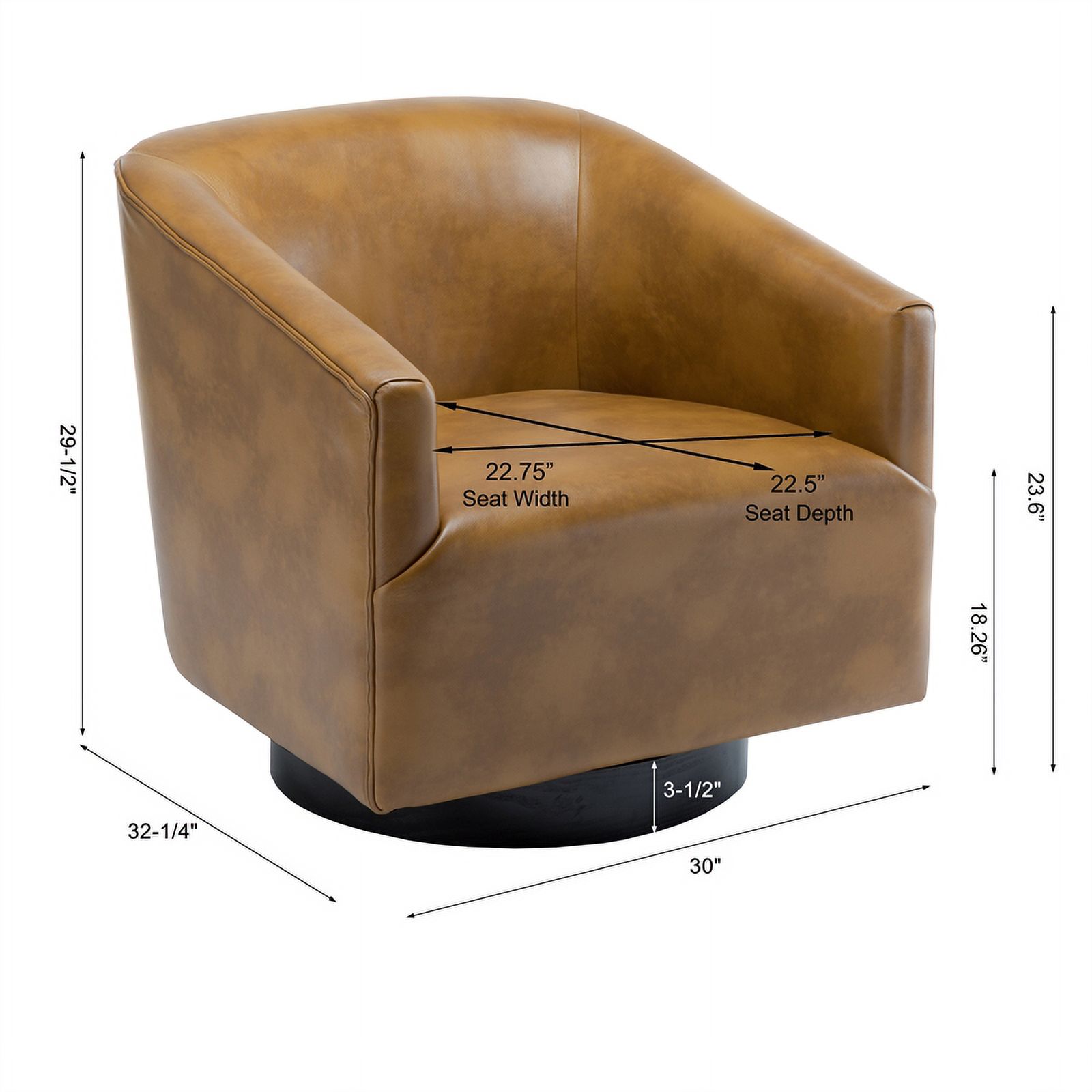 Home Square Wood Base and Faux Leather Swivel Chair in Camel Brown - Set of 2