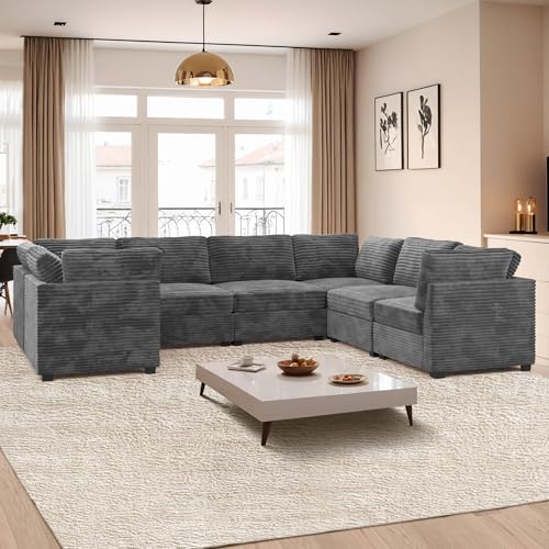 ovios 130.7" Modular Sectional Sofa Couch, U-Shaped Cloud Couches with 2 Ottomans Chaise