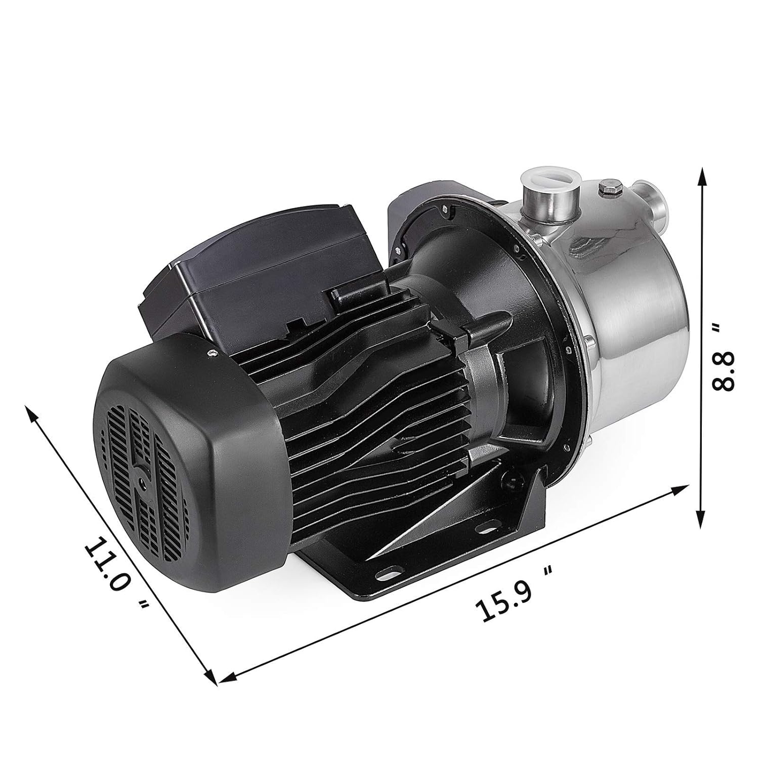 Happybuy Shallow Well Jet Pump with Pressure Switch 1HP Jet Water Pump 148 ft Stainless Steel Jet Pump to Supply Fresh Well Water to Residential