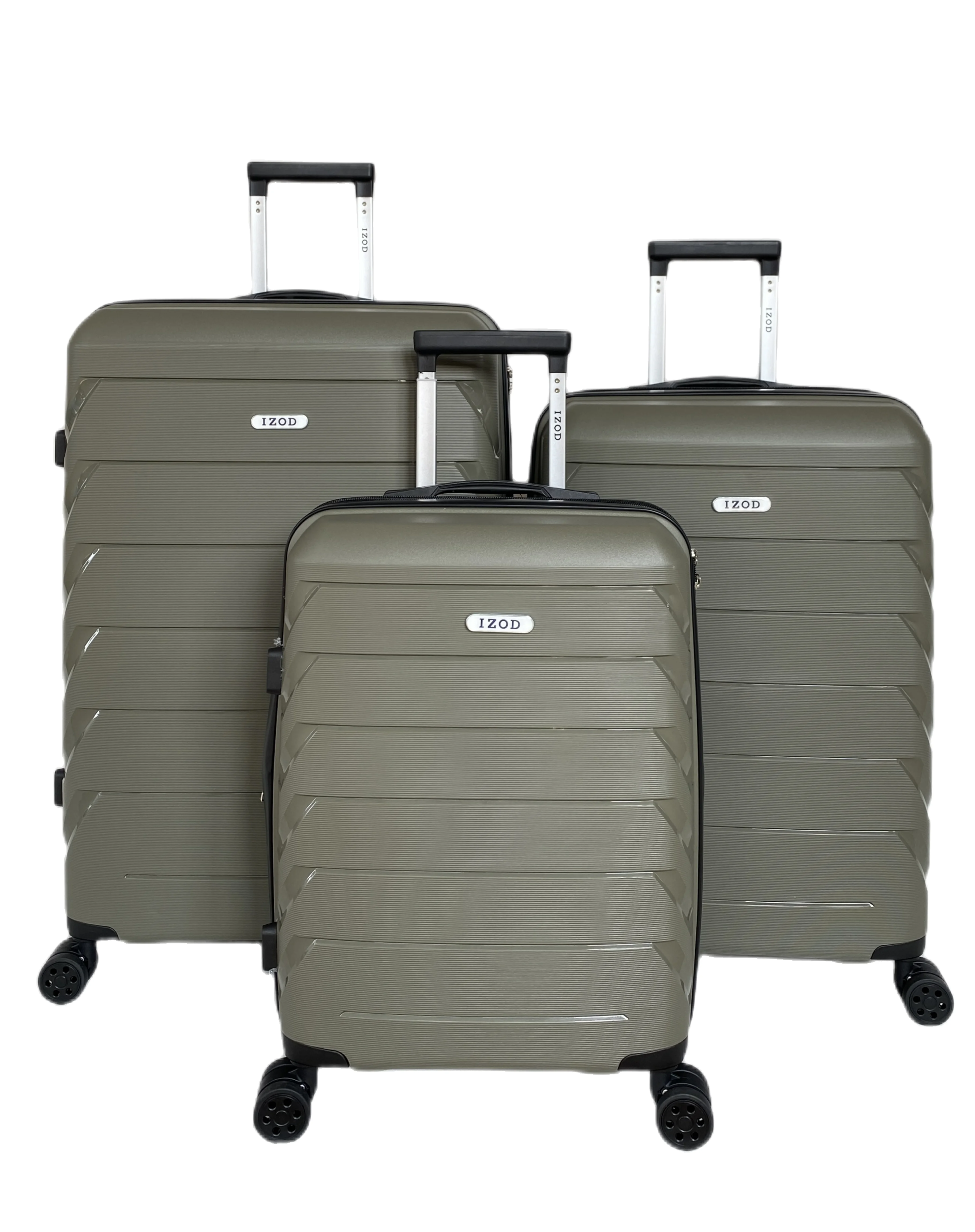 IZOD Ashley Polycarbonate Hard shell Expandable Lightweight 360 Dual Spinning Wheels Combo Lock 28", 24", 20" 3 Piece Luggage Set / Sage