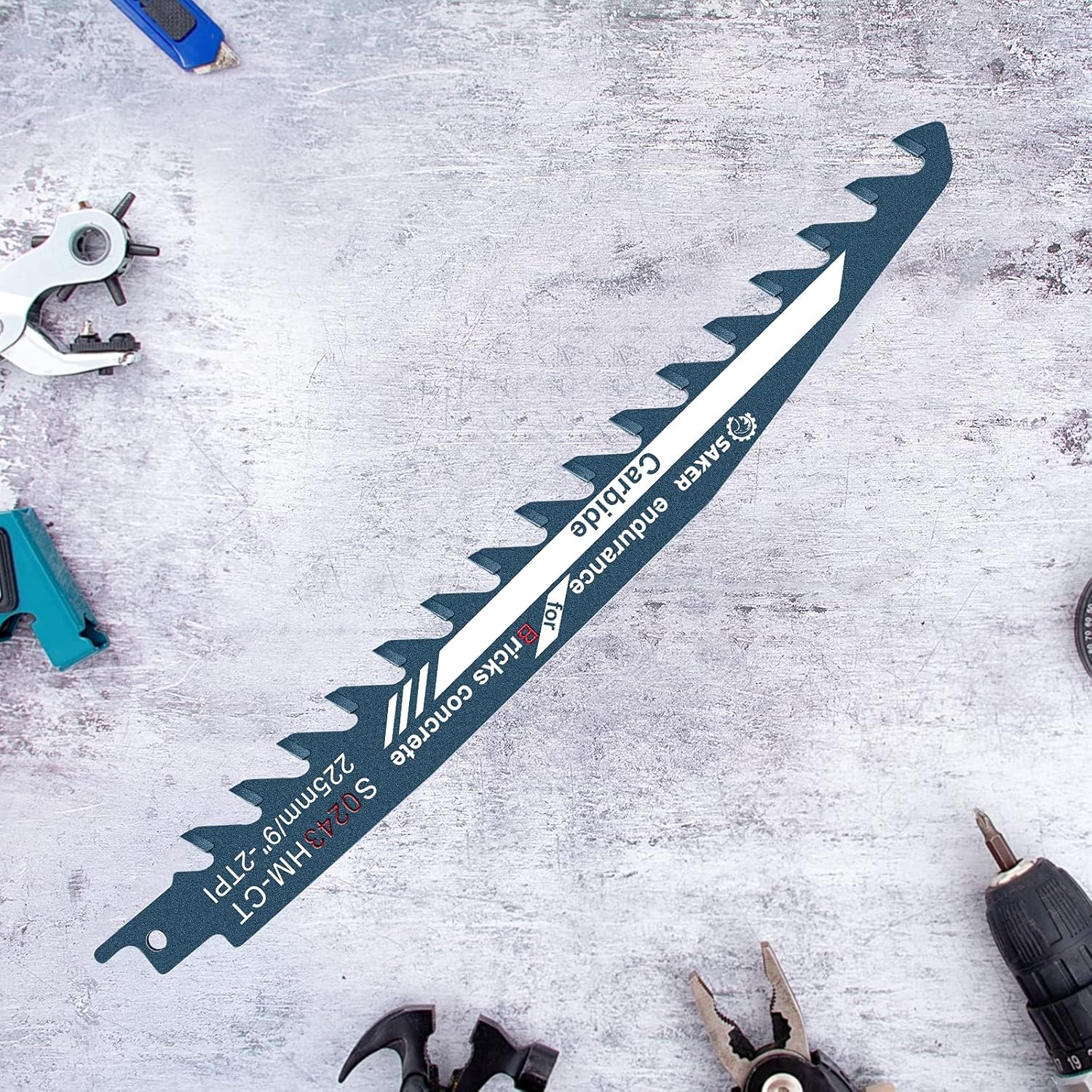 Saker Saw Blade-Demolition Masonry Reciprocating Hard Alloy Saw Blades for Cutting Wood,Porous Concrete,Brick 9”/225mm Pack of 2