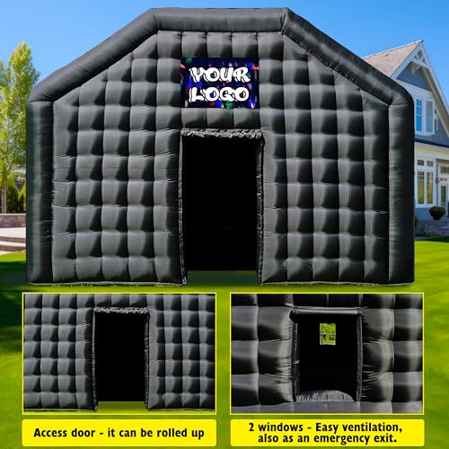 WARSUN Large Black Inflatable Nightclub 20x16.5x12Ft Inflatable Party Tent with Logo Area Inflatable Night Club Tent for Adults Wedding Birthday