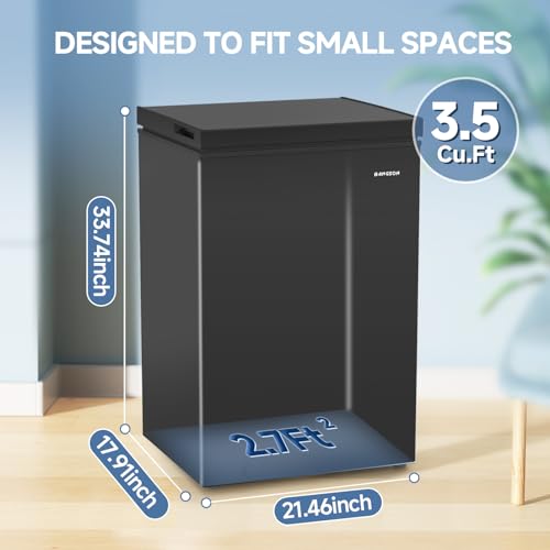 BANGSON 3.5 Cu.Ft Chest Freezer, Compact Deep Freezer with Removable Basket, Adjustable Thermostat, Energy-Saving