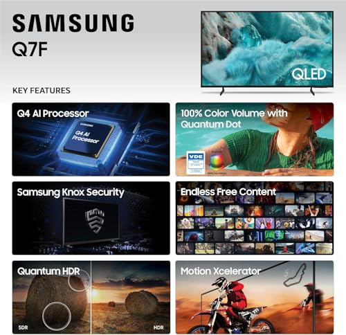 Samsung 43-Inch Q7F Series QLED 4K UHD Smart TV &ndash; HDR10+, Alexa Build-in, Bluetooth w/ 12 Month CPS Protection Plan, AUX HDMI Cable
