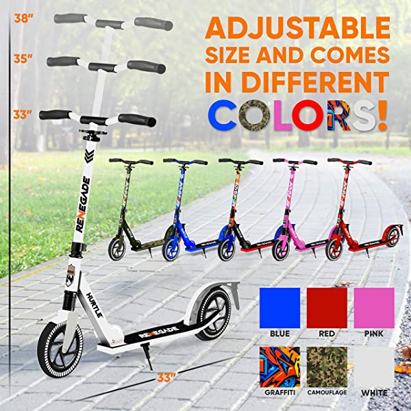 Hurtle Scooter &ndash; Scooter for Teenager &ndash; Kick Scooter &ndash; 2 Wheel Scooter with Adjustable T-Bar Handlebar &ndash