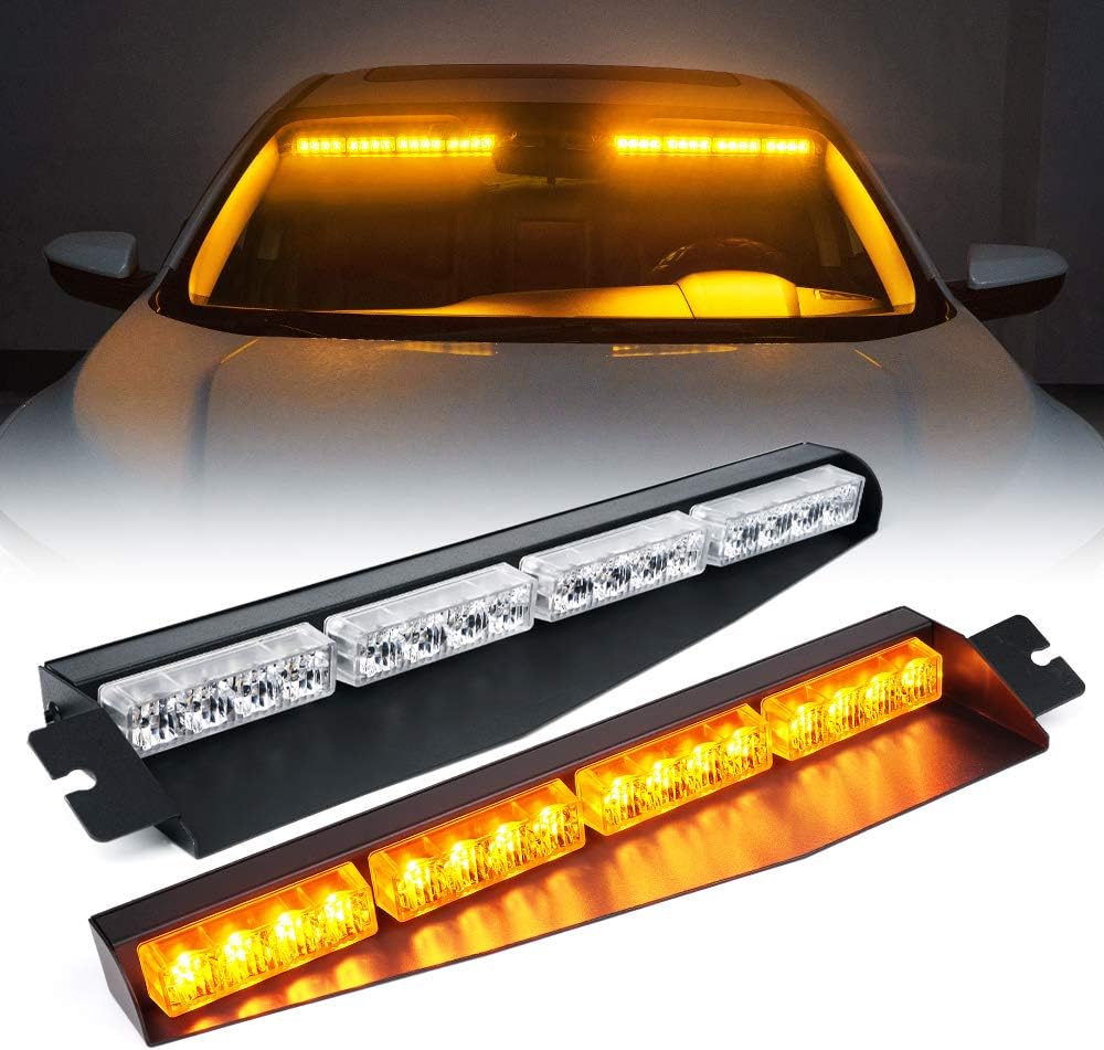 Xprite LED Visor Strobe Light Bar Interior Windshield Sunvisor Emergency Hazard Warning Flashing Lights w/ Extend Bracket Split Mount for Law
