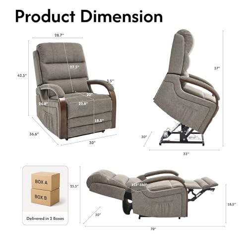 FLEXISPOT XL31 Power Lift Recliner Chair for Elderly, Electric Lift Chair with Massage & Heat, PU Leather Reclining Sofa w/Cup Holders