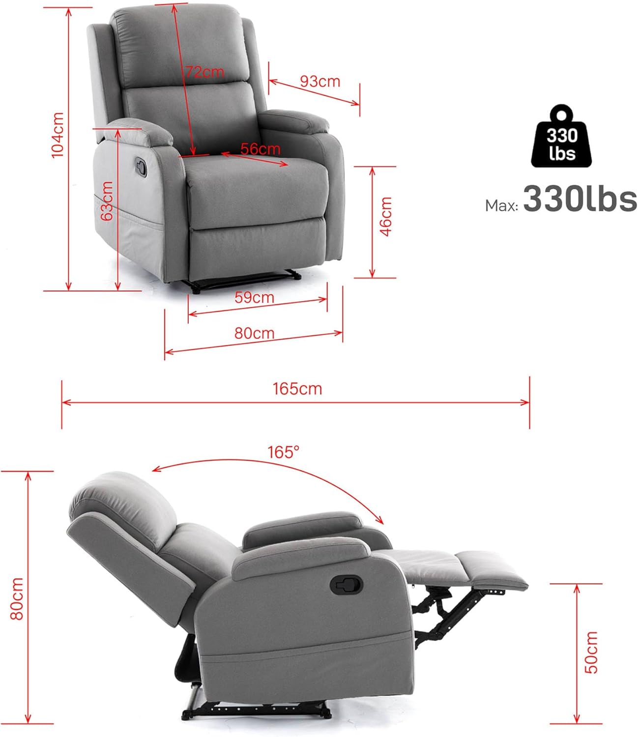 Lazy Boy Recliner Chairs for Adults,Leather Recliner Chair&Reclining Chair with Ajustable Backrest,Small Recliners for Small Spaces