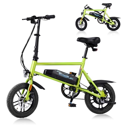 Winado Electric Bike for Adults, 14" Folding Electric Bicycle 450W Motor with Dual Disc Brakes, Max Range 25Miles(Pedal-Assist) & Speed 15.5MPH