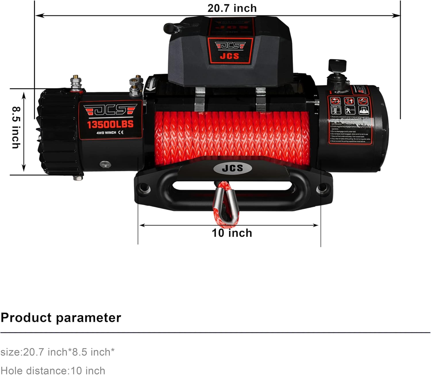 JCS Winch 13500 lb Synthetic12V Electric Wench Rope Electric Winch Turck Winch