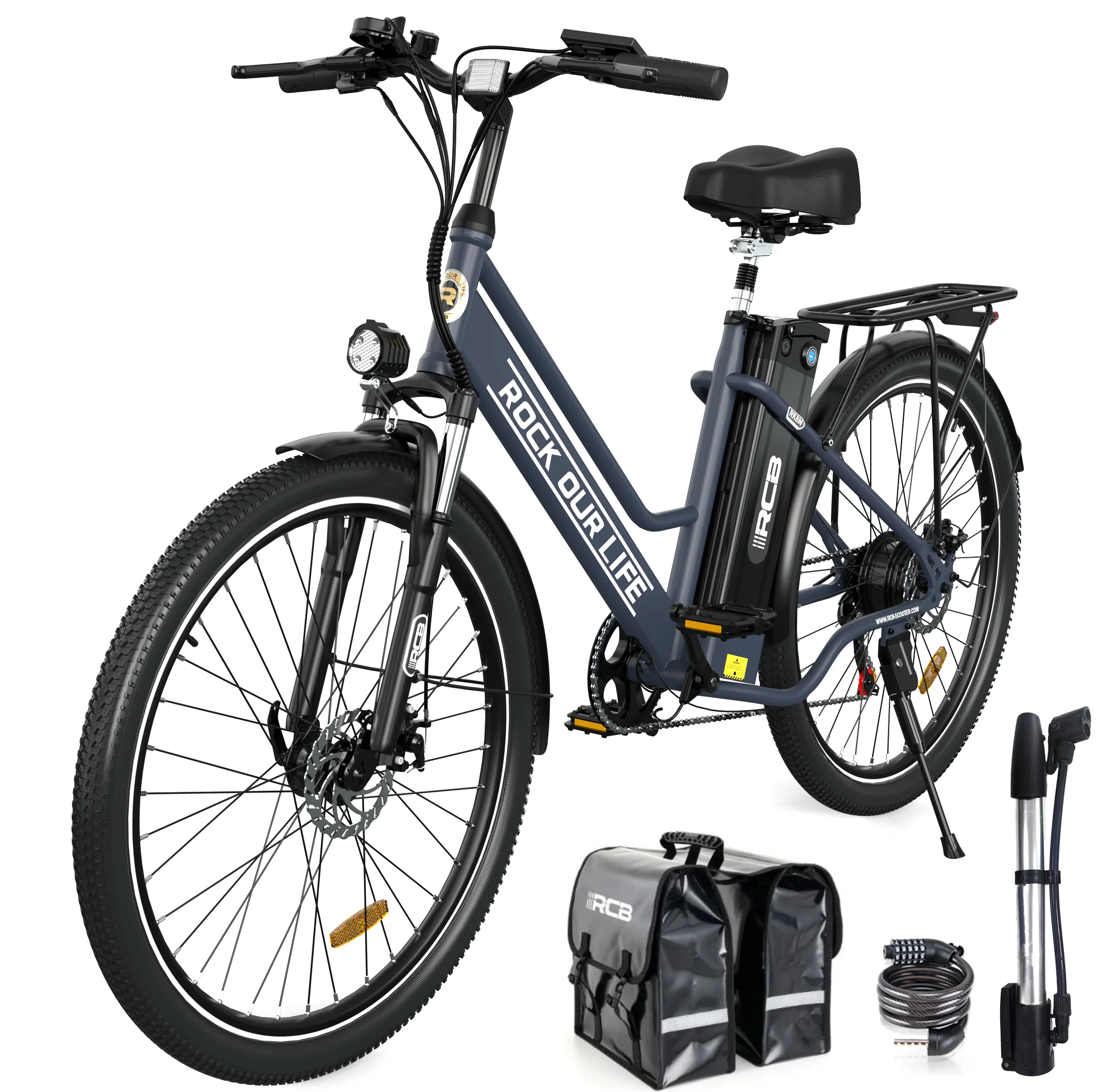 RCB 500W Electric Bike 26 Electric Bicycle for Adults with 36V/12 Ah Removable Battery, Electric Bicycle E-bike up to 56 miles for Man Woman